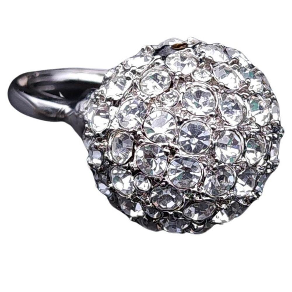 Kenneth JLaneKJLPave Crystal Disco Ball Cocktail Ring, SilverTone, Size 7-9